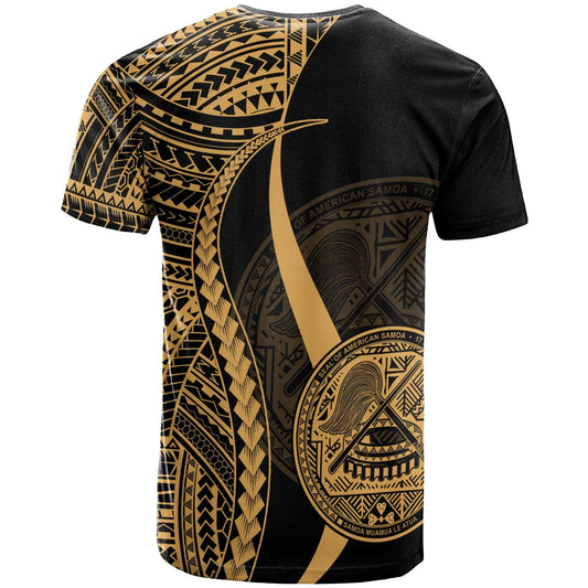 American Samoa Custom Personalised T - Shirt Gold - Polynesian Tentacle Tribal Pattern
