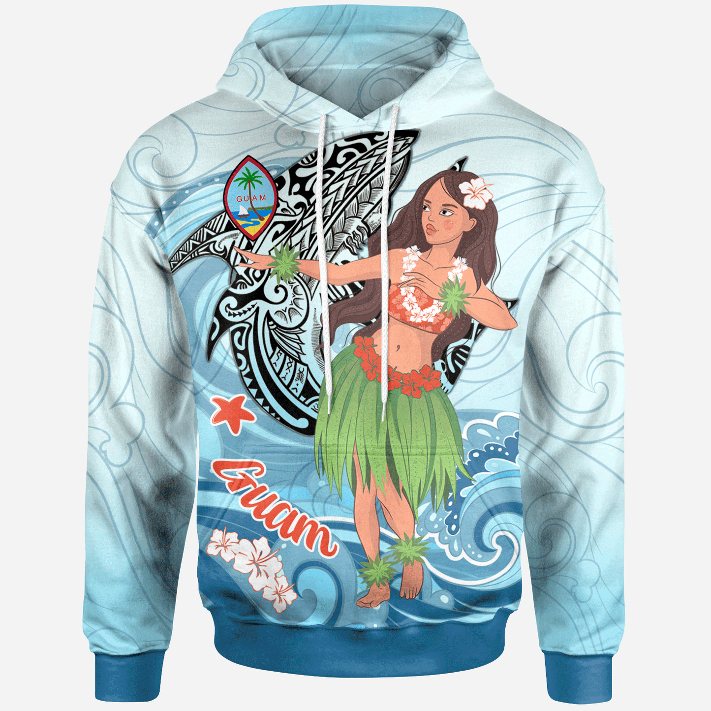 Guam Hoodie Polynesian Girls With Shark