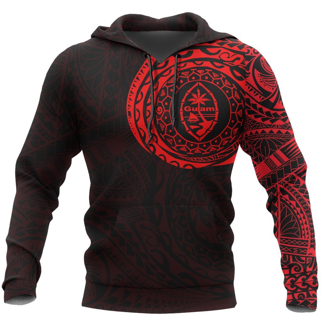 Guam Hoodie Guam Coat Of Arms Polynesian Tattoo Style Special Red A7