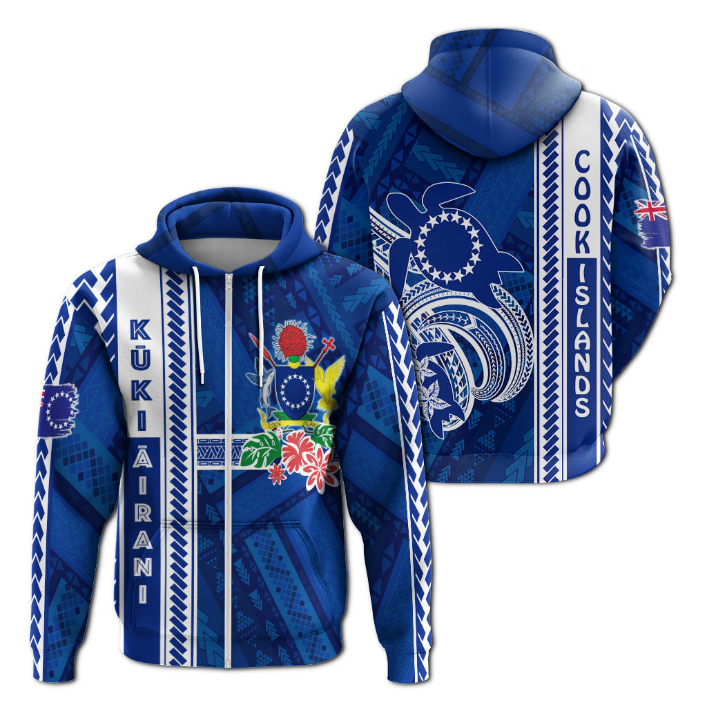 Cook Islands Turtle With Polynesian Geometrical Pattern Zip Up Hoodie