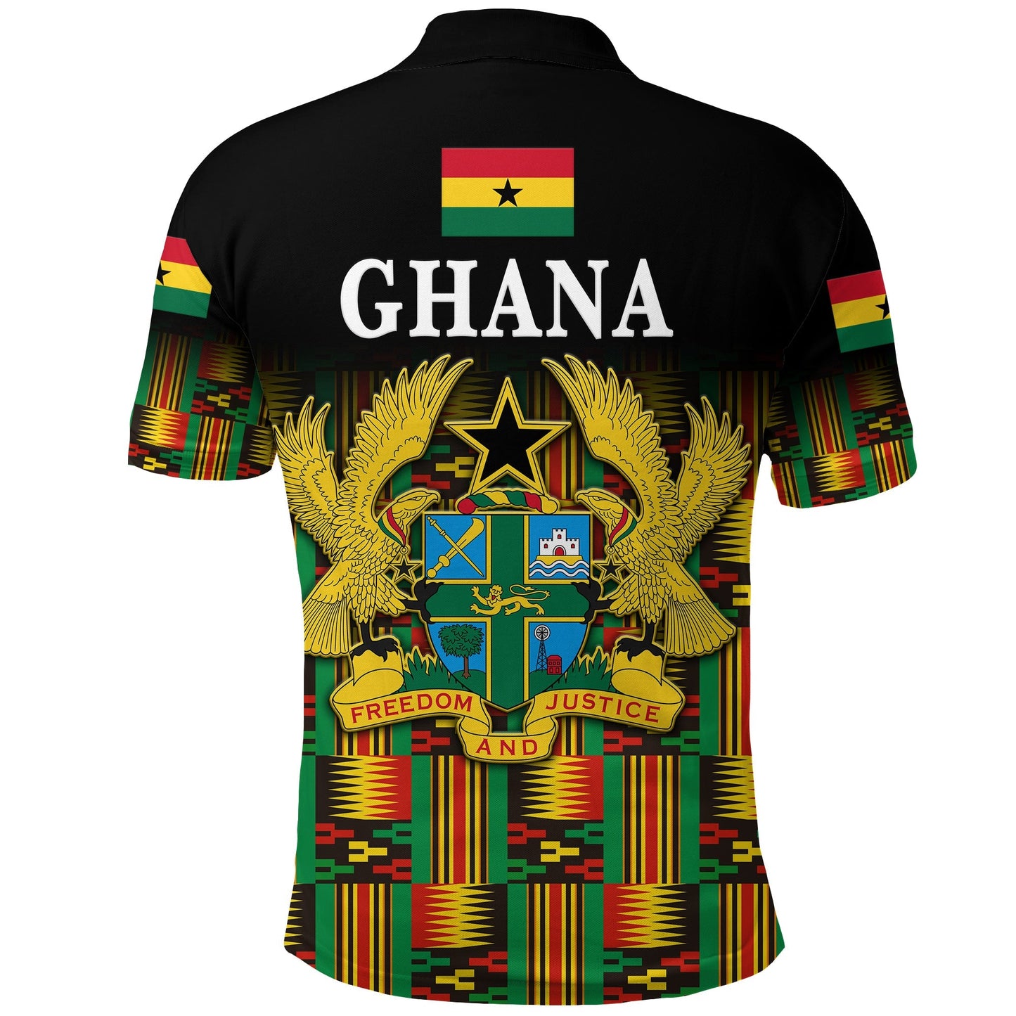 Ghana Polo Shirt Coat Of Arms Kente Pride