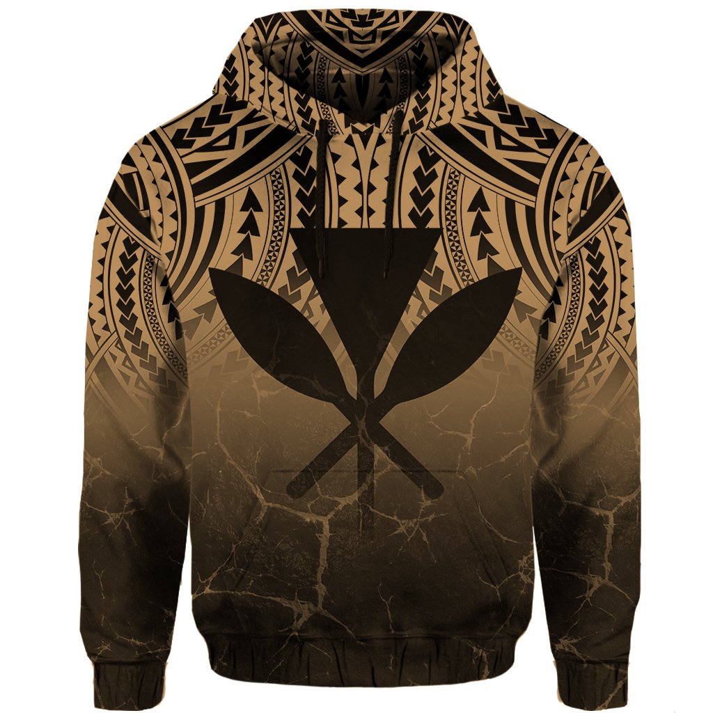 Hawaii Polynesian Kanaka Map Eruption Hoodie Roman Style Gold