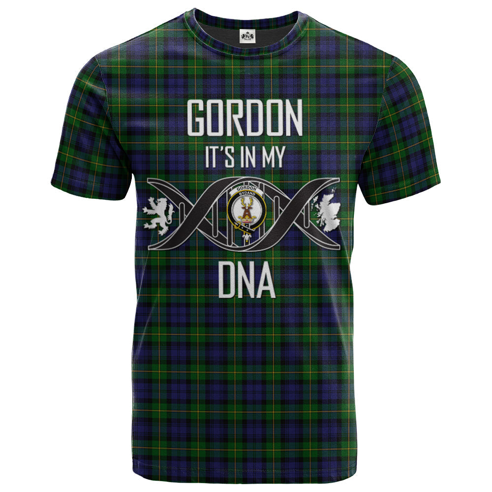 Printivon Gordon Clan Clan DNA In Me Tartan Crest T Shirt
