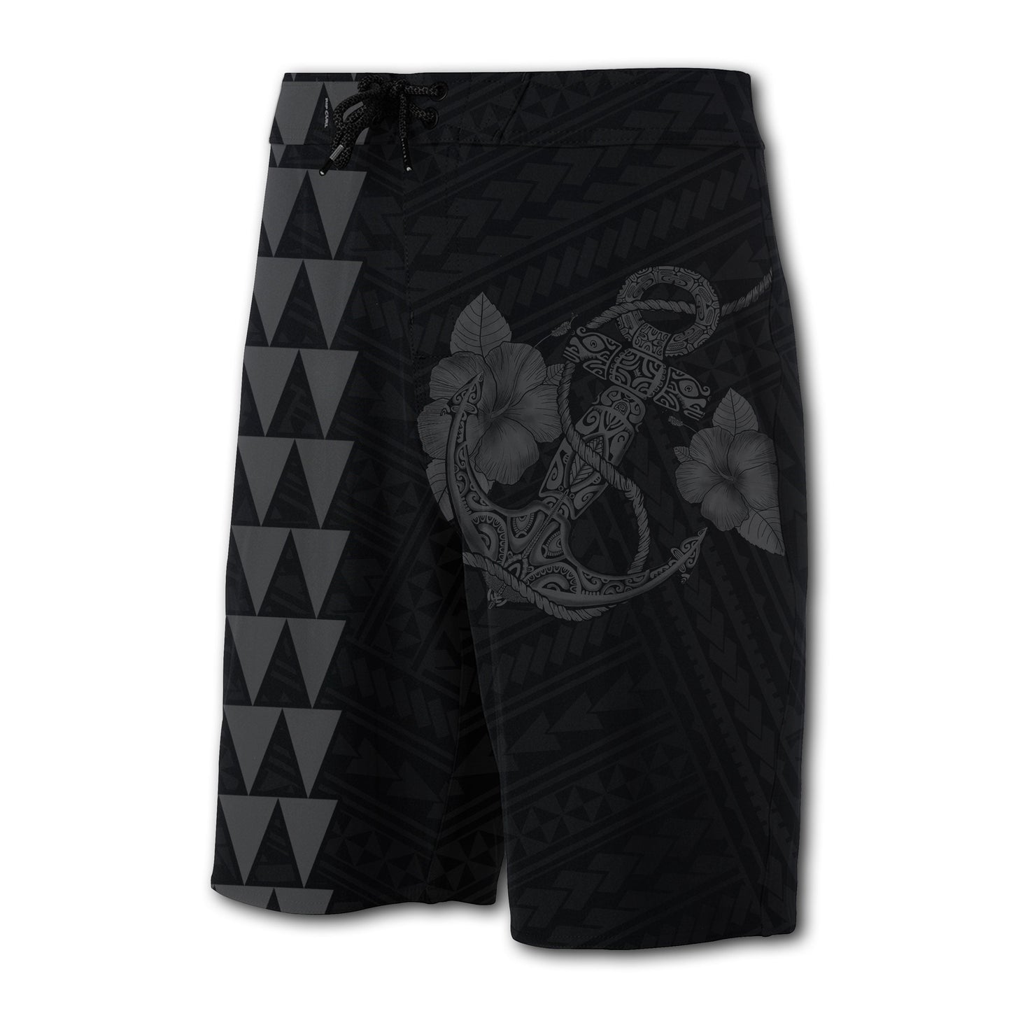 Hawaii Kakau Polynesian Anchor Board Shorts - Grey