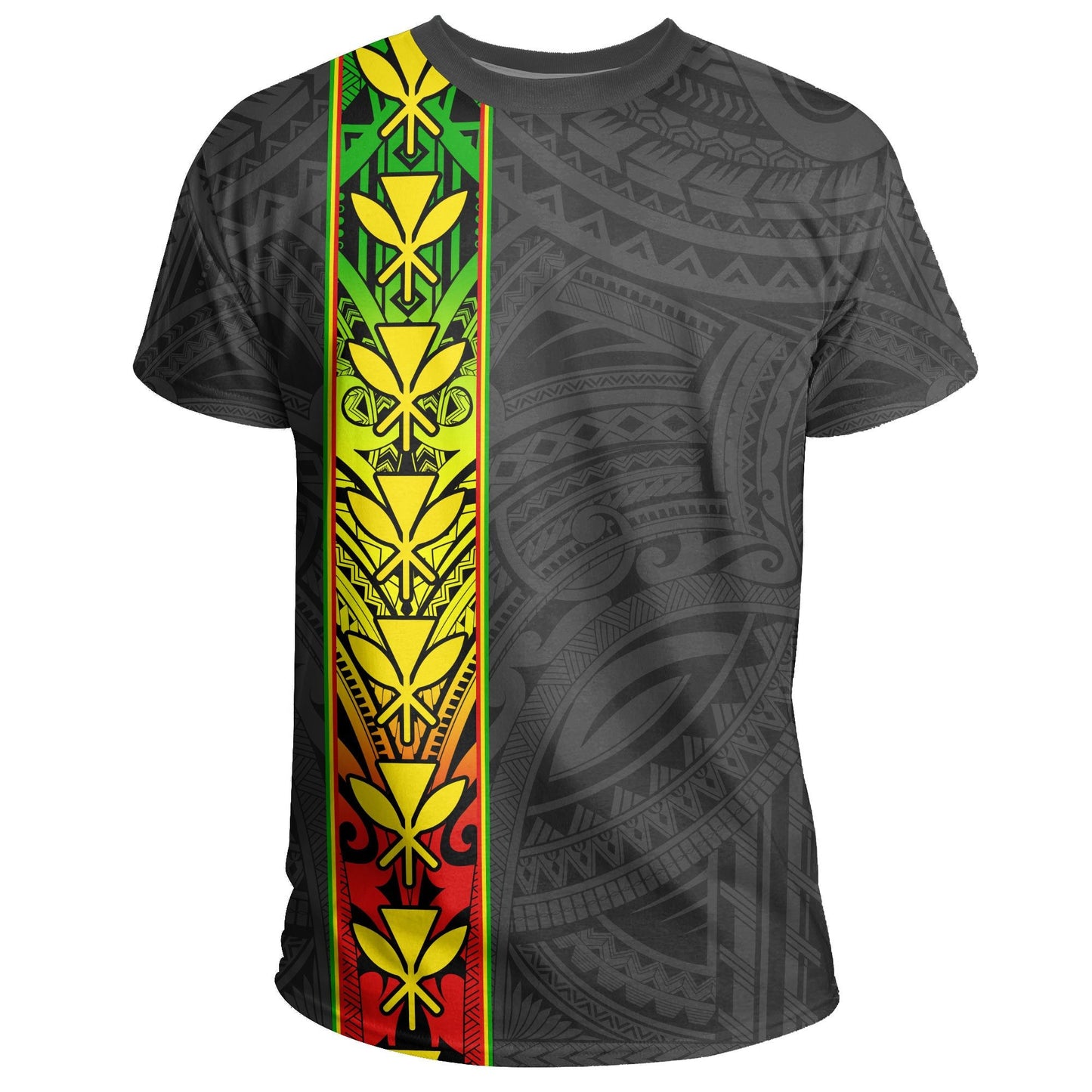 Hawaii Kanaka Flag Polynesian T - Shirt - Kanaka Maoli Spirit - Grey