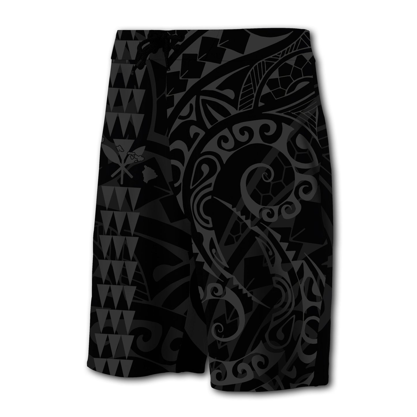 Hawaii Kakau Polynesian Kanaka Board Shorts - Grey - Snapy Style