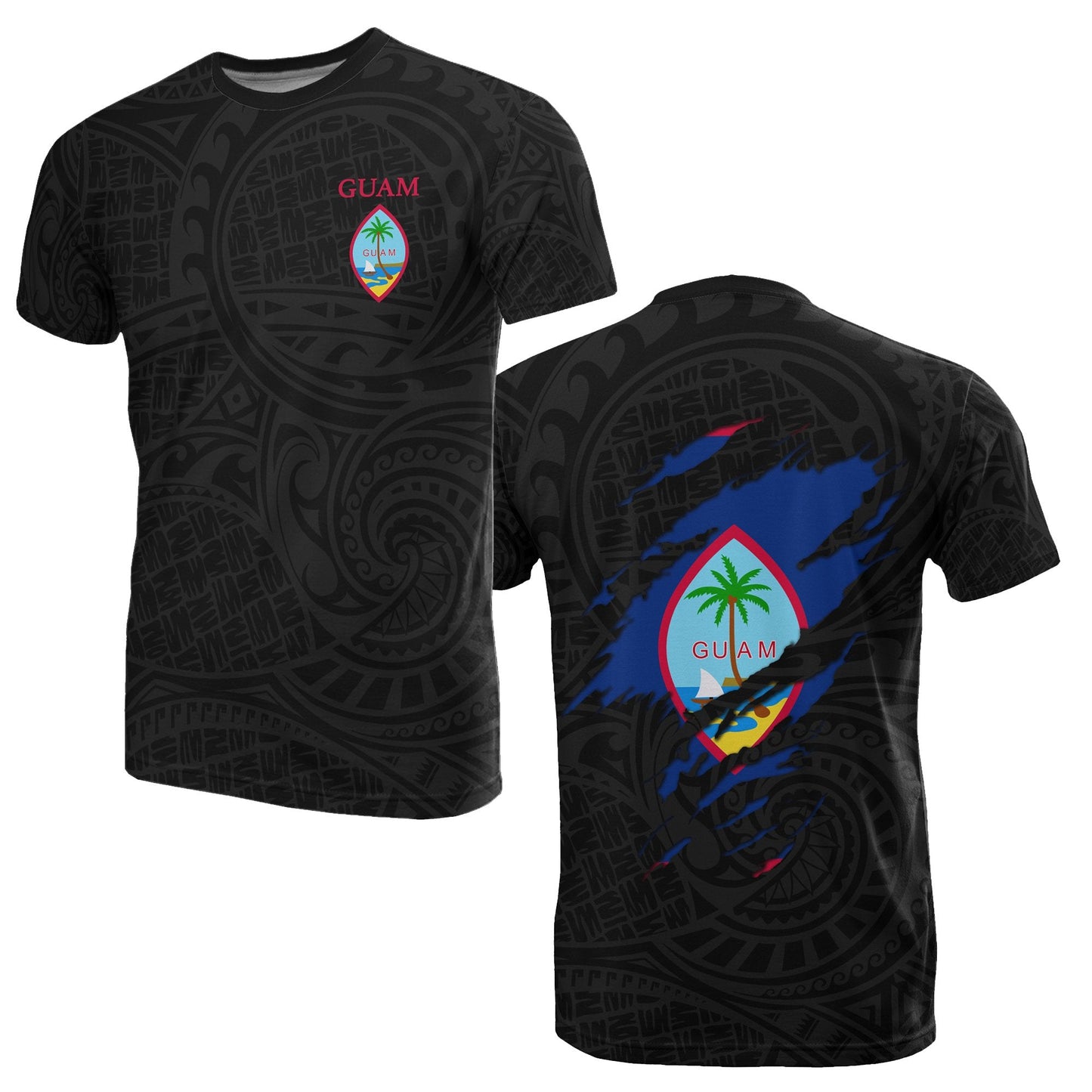 Guam All Over Print T Shirt Guam Flag Coat Of Arms