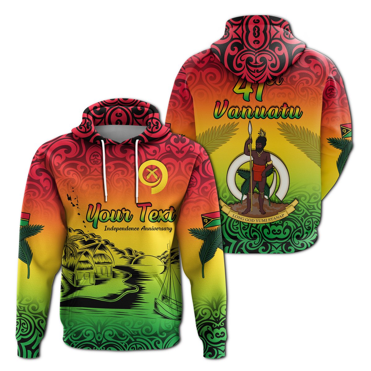 ( Personalised) Vanuatu Peaceful Hoodie Independence Anniversary