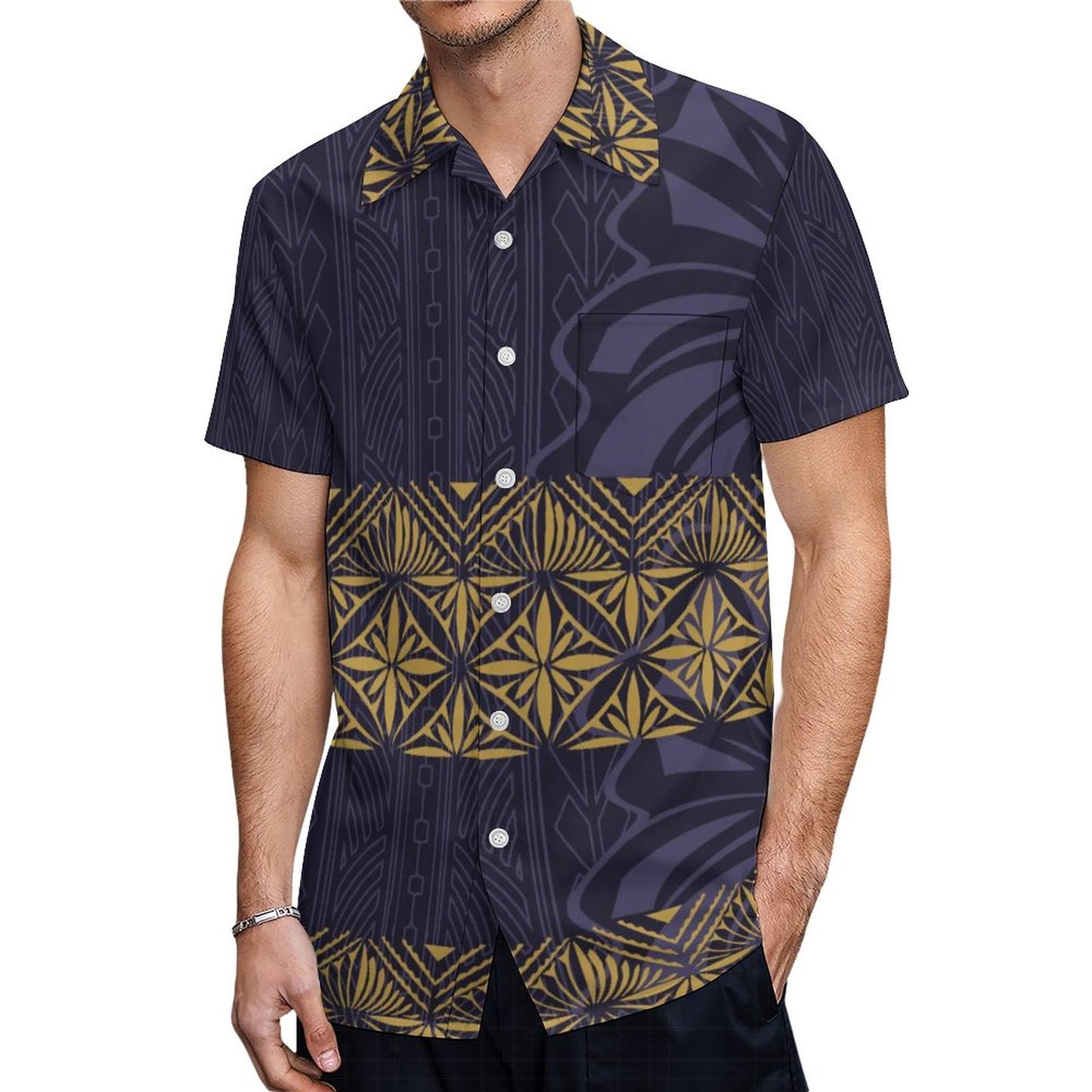 Samoa Polynesian Tribal Pattern Hawaiian Shirt Summer Island Short Sleeve Shirt For Him