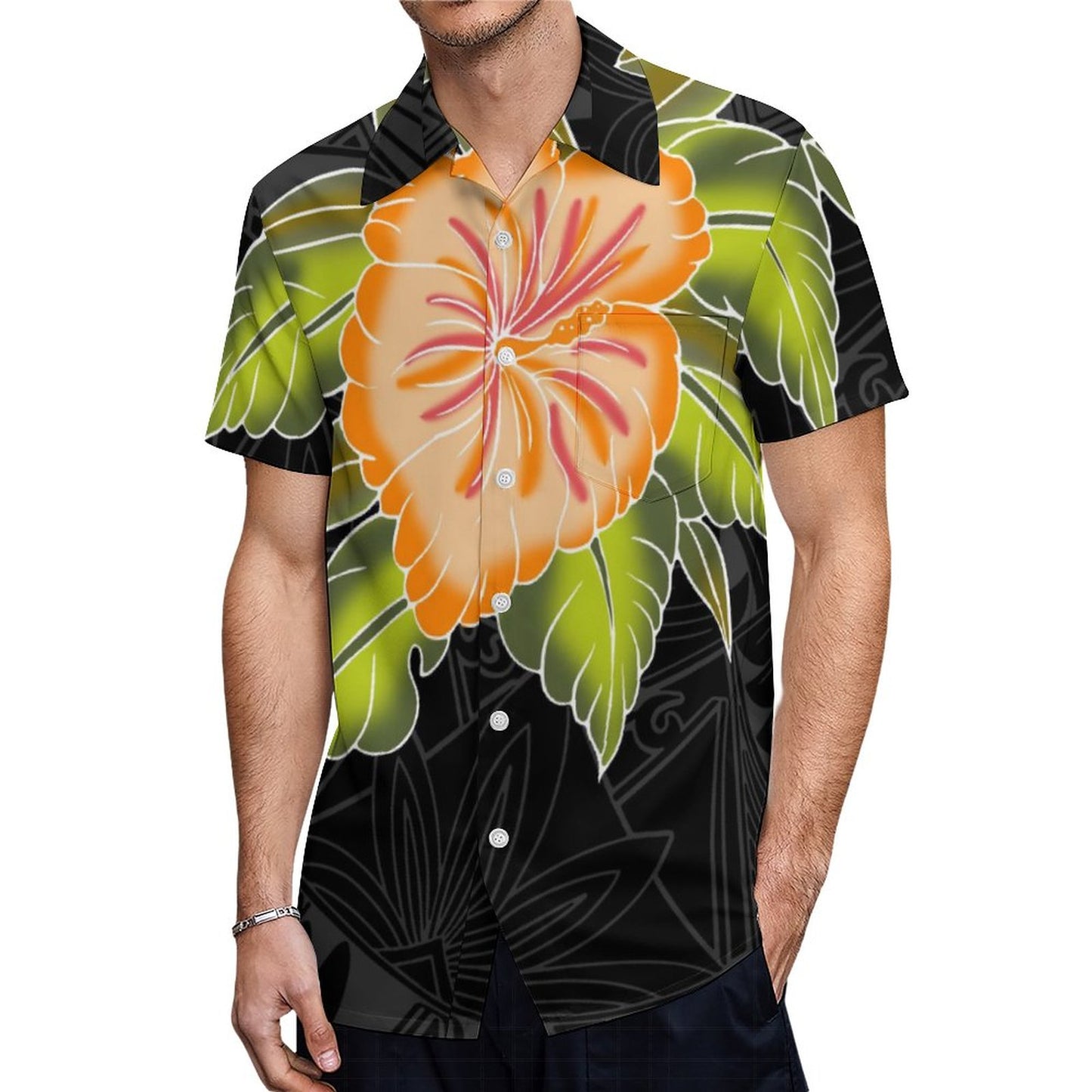 Samoa Tropical Flowers Polynesian Tribal Pattern Hawaiian Shirt Summer Island Short Sleeve Shirt For Him