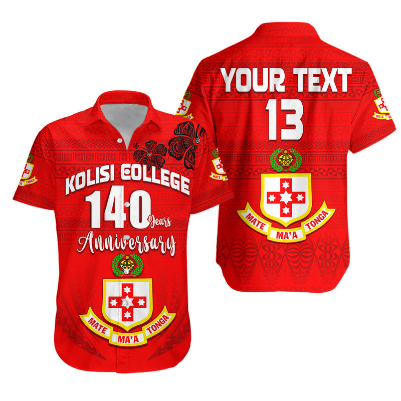 Custom Text and Number Kolisi Tonga College Atele Hawaiian Shirt 140 Years Anniversary Tongan Ngatu
