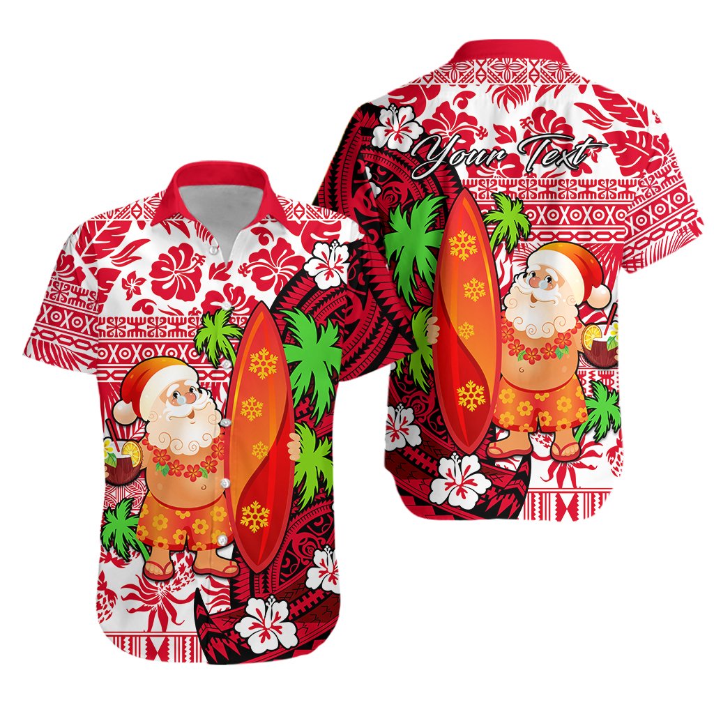 Custom Personalised Mele Kalikimaka Hawaiian Shirt Christmas Hawaii with Santa Claus