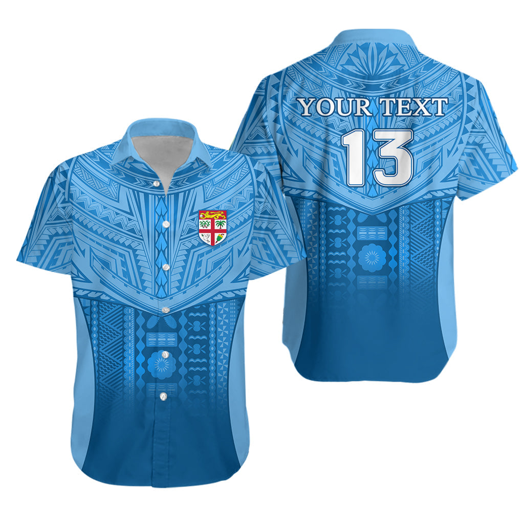 Custom Personalised Fiji Faithful Hawaiian Shirt Version Blue - Custom Text and Number