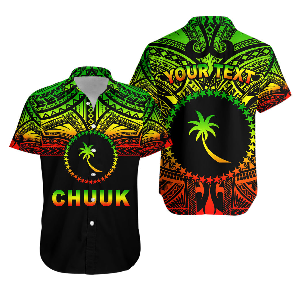 Custom Personalised Chuuk Flag Hawaiian Shirt Micronesia Style Reggae