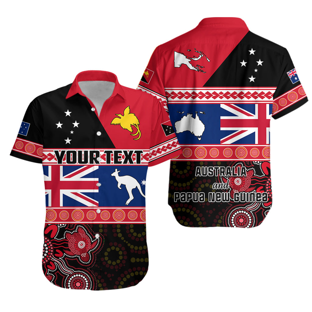 Custom Personalised Papua New Guinea and Australia T Shirt Hawaiian Shirt PNG and AUS