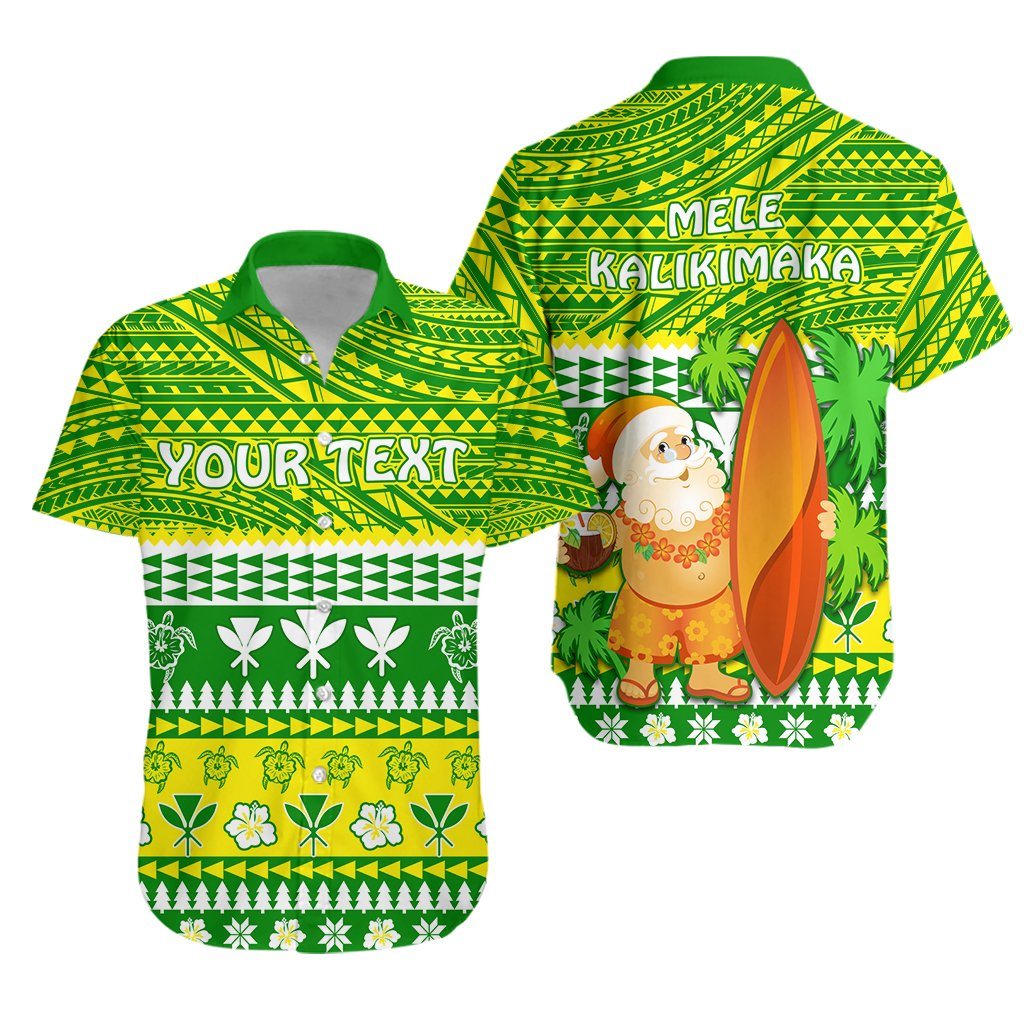 Custom Personalised Hawaii Christmas Hawaiian Shirt Polynesian Mele Kalikimaka Santa Claus