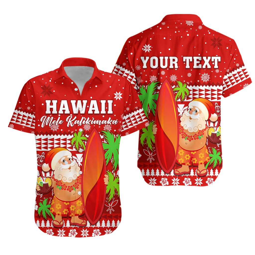 Custom Personalised Mele Kalikimaka Hawaiian Shirt Santa Claus Hawaii Christmas