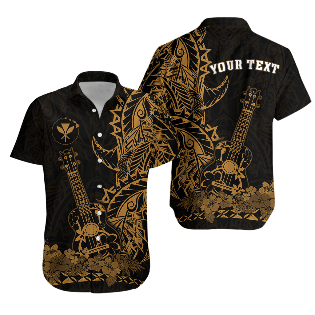 Custom Personalised Hawaii Polynesian Hawaiian Shirt Ukulele Gold