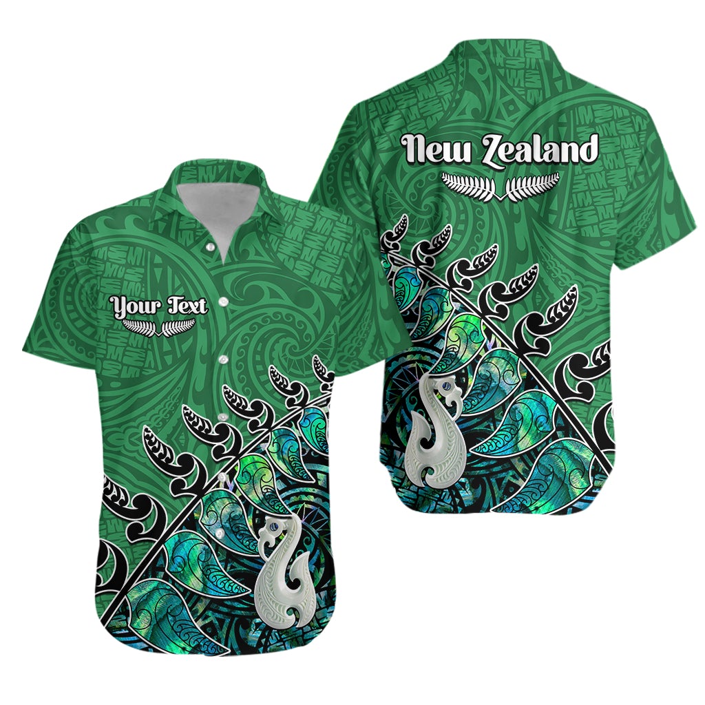 Custom Personalised New Zealand Maori Hawaiian Shirt Fern and Manaia Version Green