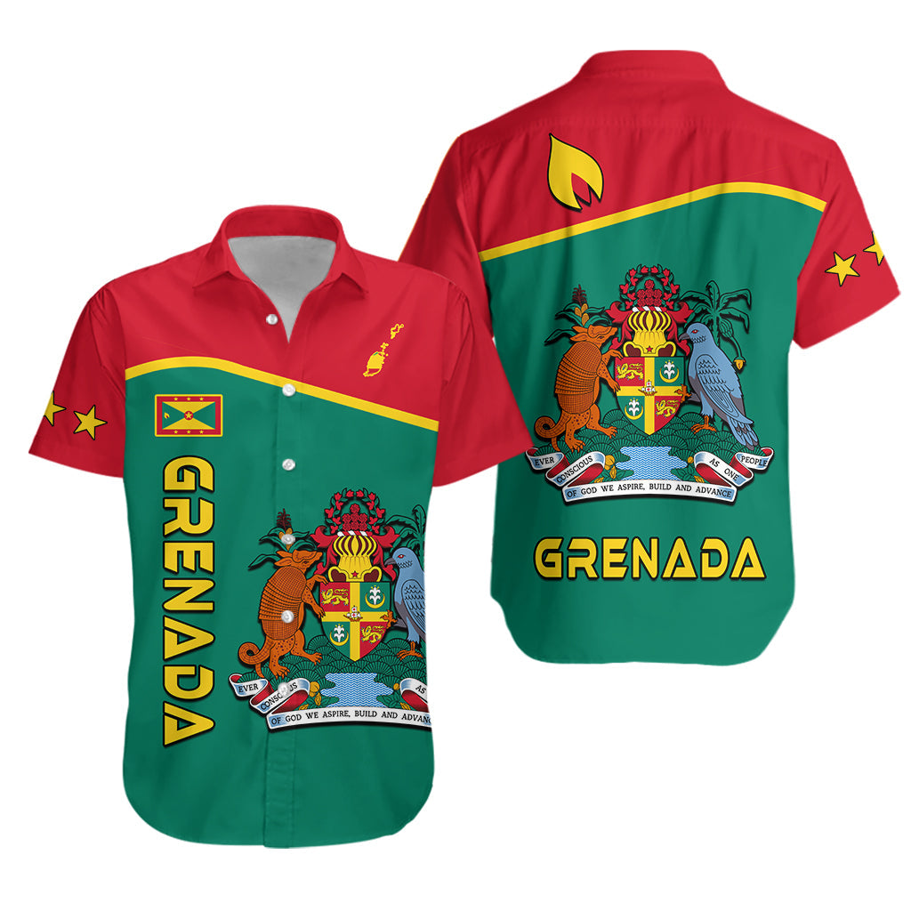 Grenada Hawaiian Shirt Coat of Arms and Map Impressive