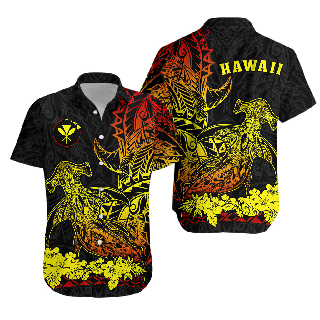 Hawaii Polynesian Hawaiian Shirt Wild Hammerhead Sharks Fresh Life