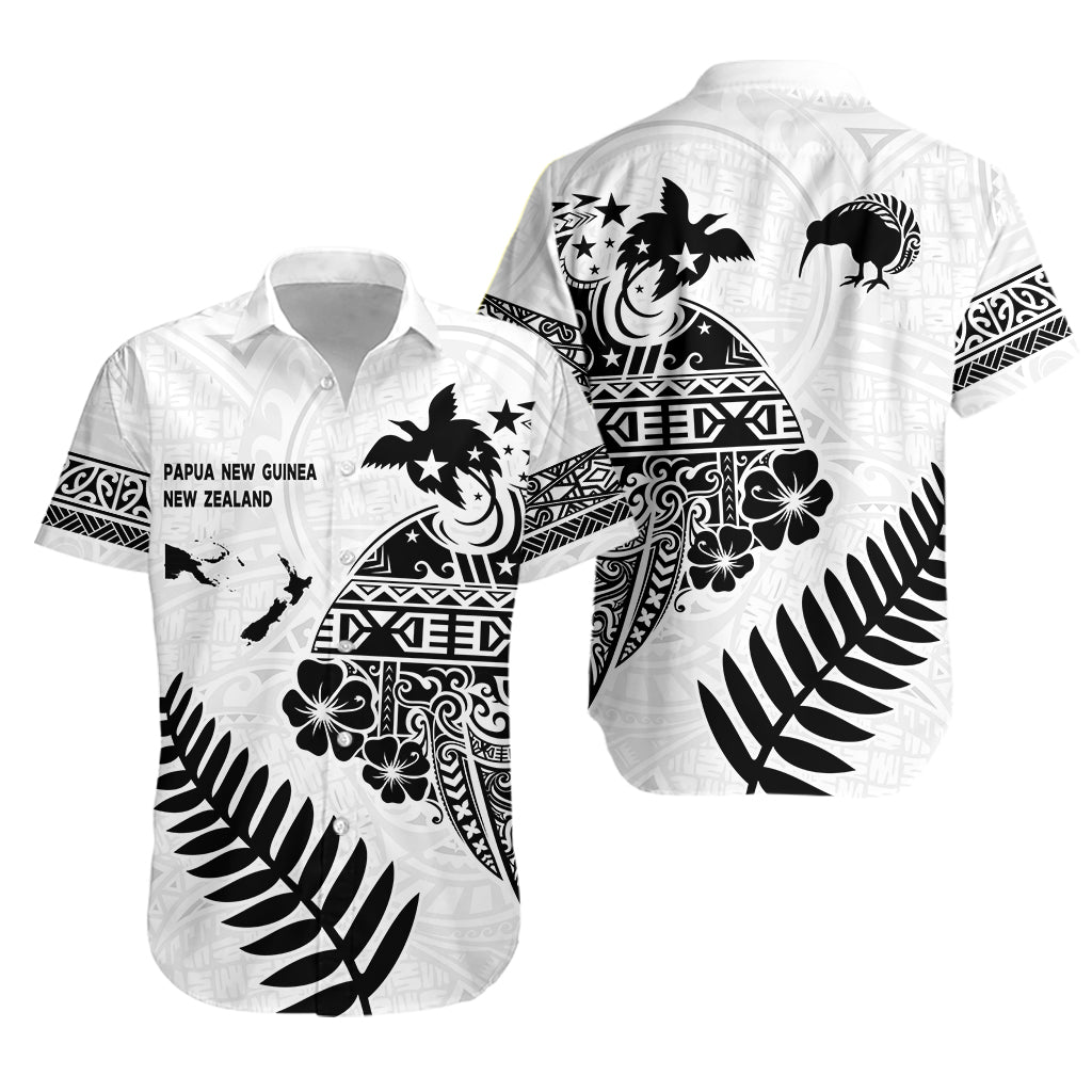 Papua New Guinea and New Zealand Hawaiian Shirt White Maori Polynesian