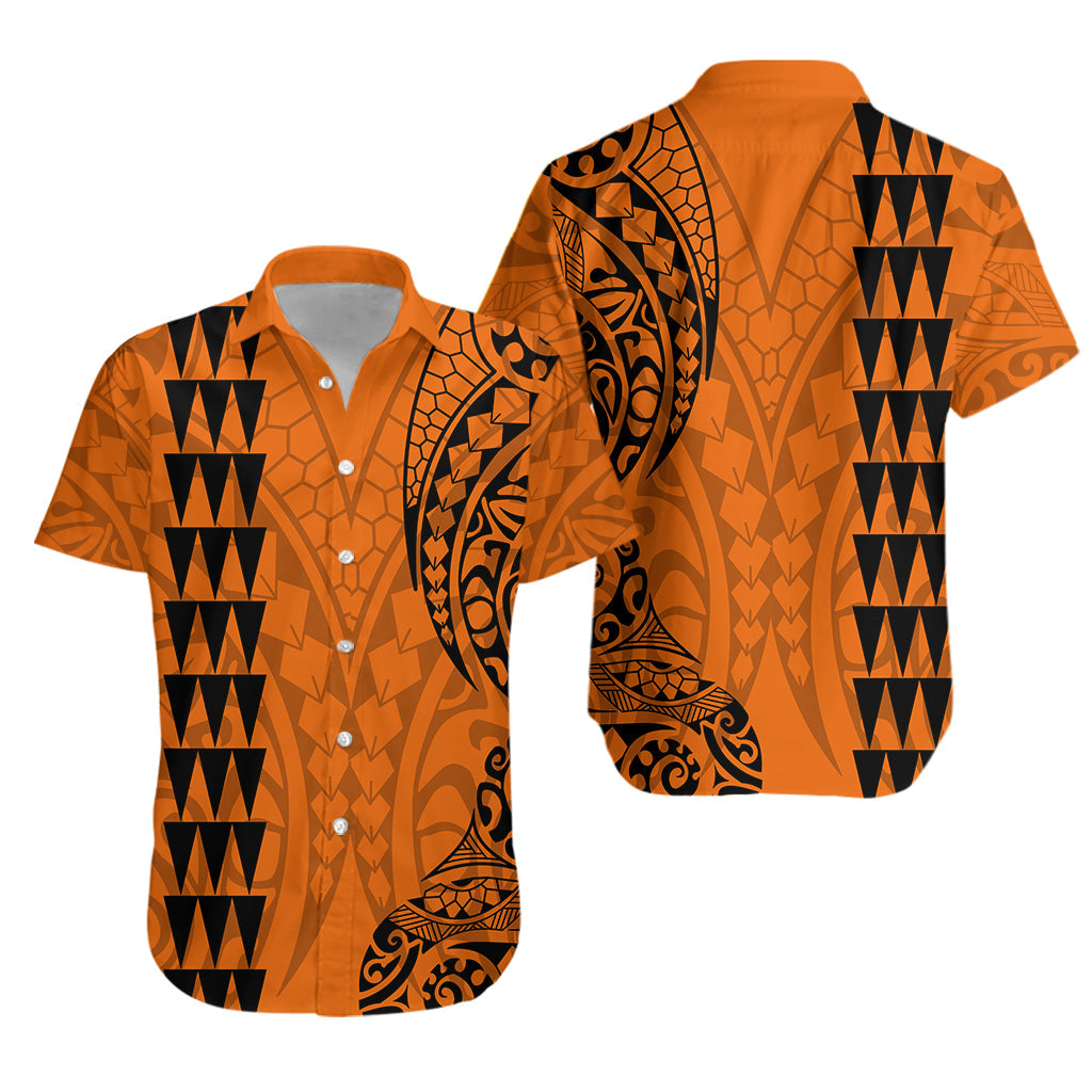 Kakau Polynesian Tribal Hawaiian Shirt Orange 02