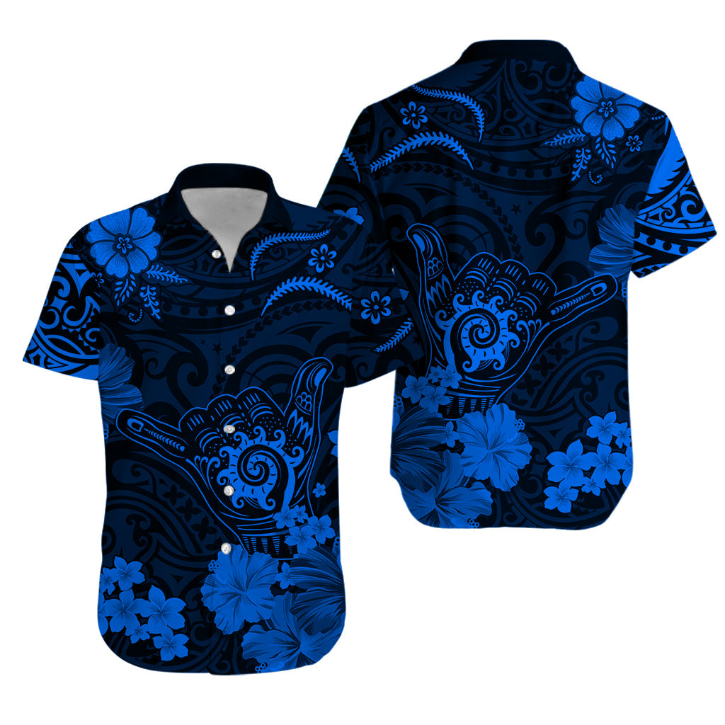 Hawaii Hawaiian Shirt Polynesia Blue Cool Shaka Sign