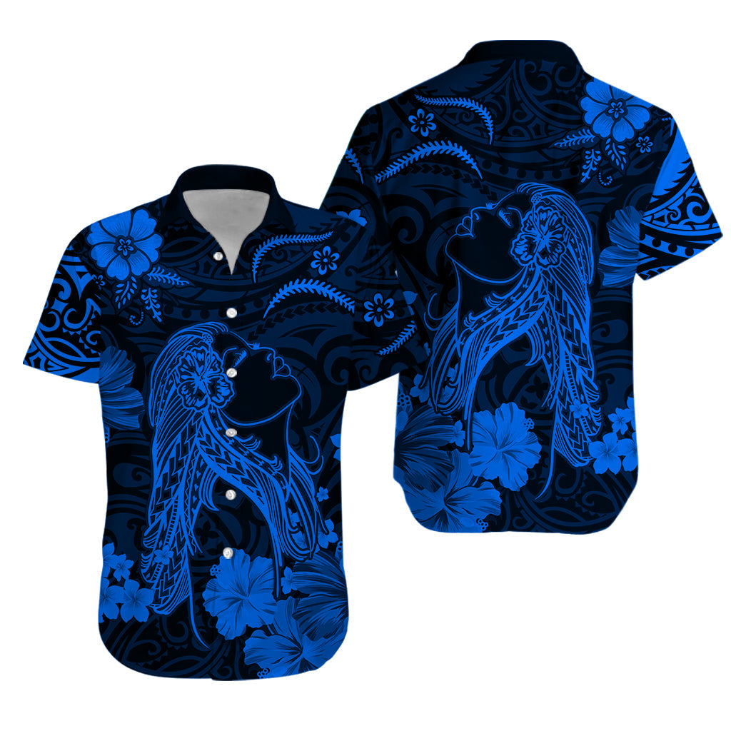 Hawaii Hawaiian Shirt Polynesia Blue Beautiful Hula Girl