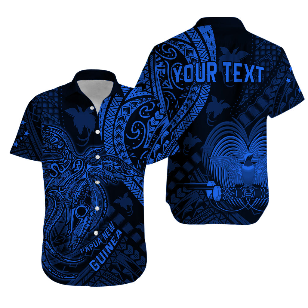 Custom Personalised Papua New Guinea Hawaiian Shirt Raggiana Birds Of Paradise Blue