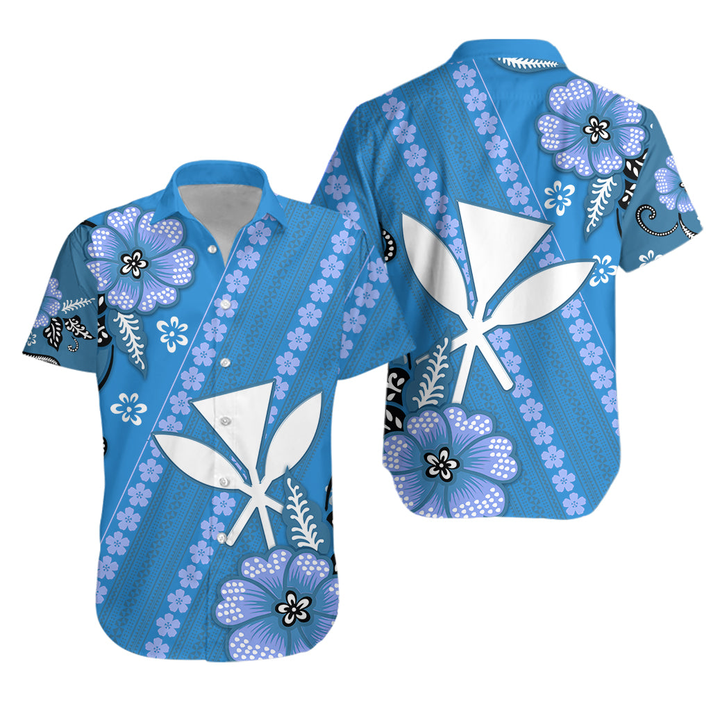 Hawaii Hawaiian Shirt Kakau Tribal Blue Batik Floral Ver.01