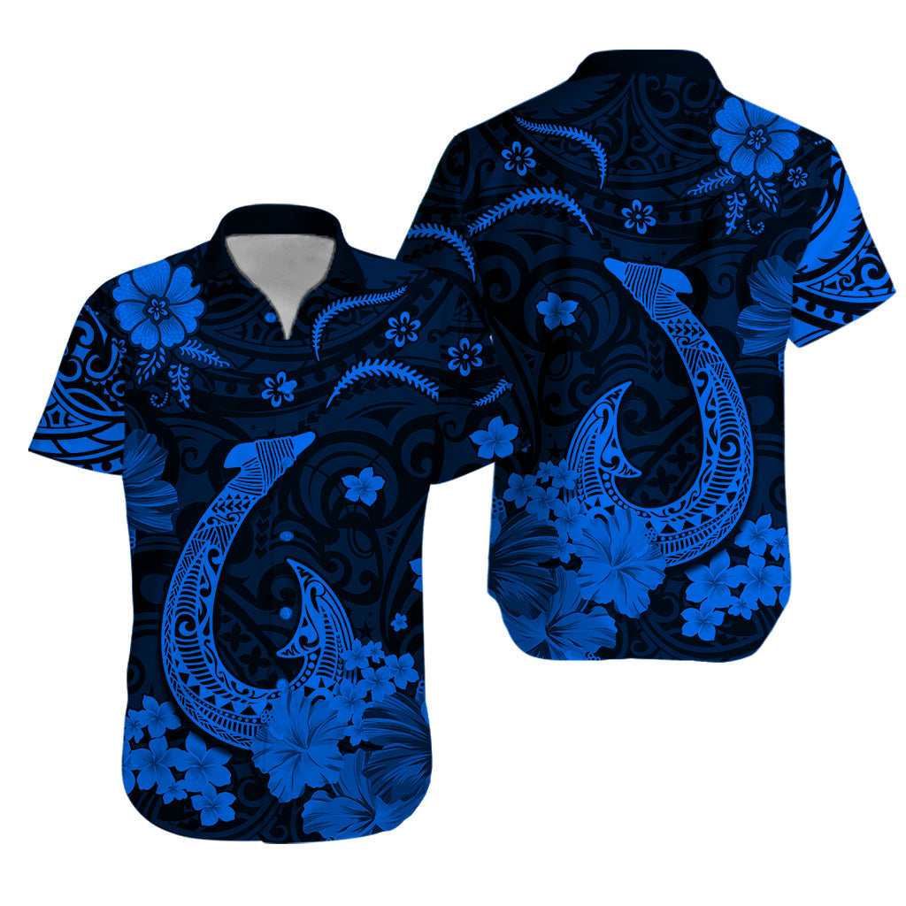 Hawaii Hawaiian Shirt Polynesia Blue Fish Hook