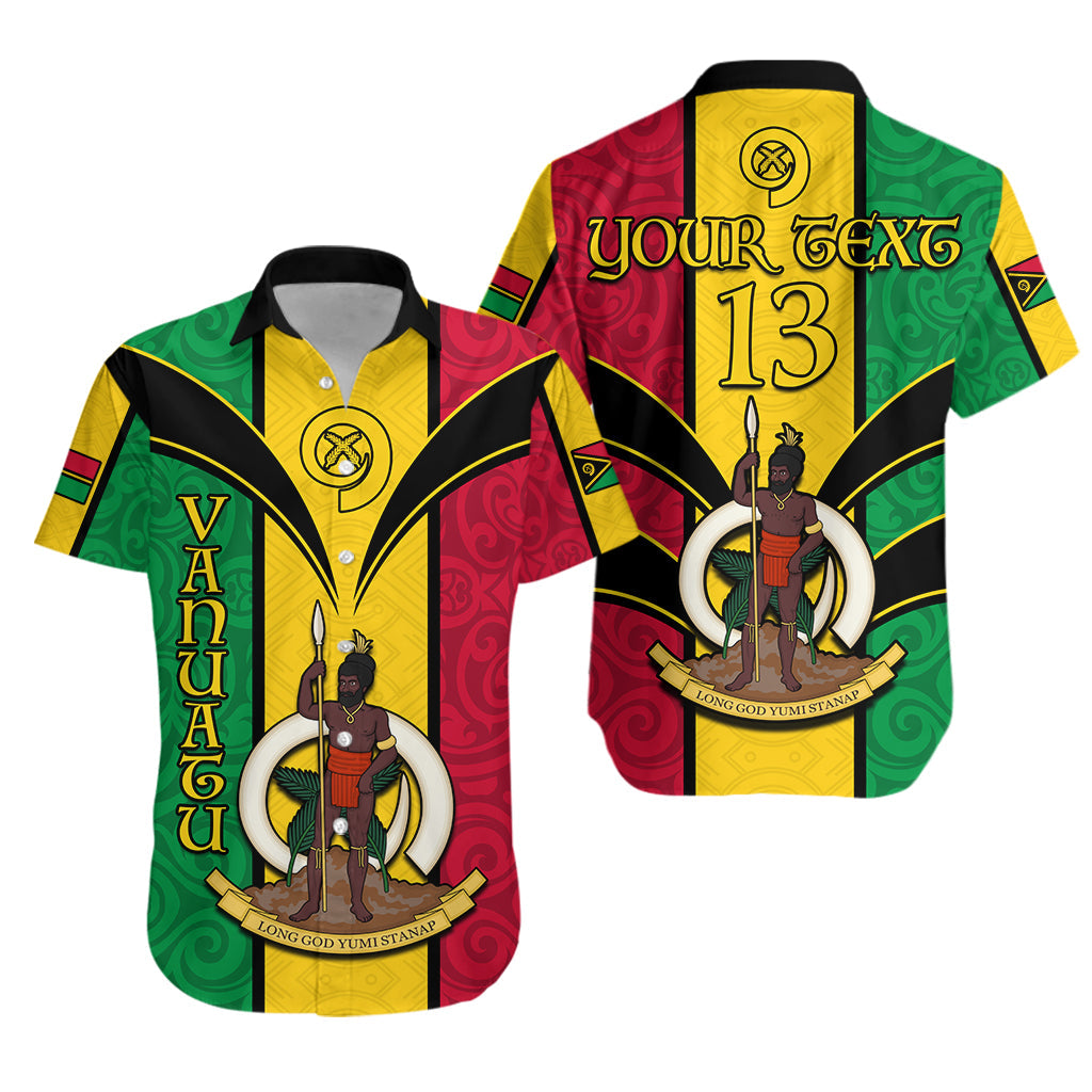 Custom Text and Number Vanuatu Hawaiian Shirt Pig Tusk Polynesian
