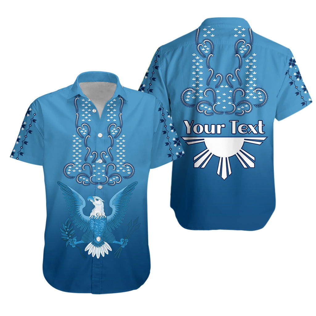 Custom Personalised Philippines Hawaiian Shirt Sun Filipino Blue Barong