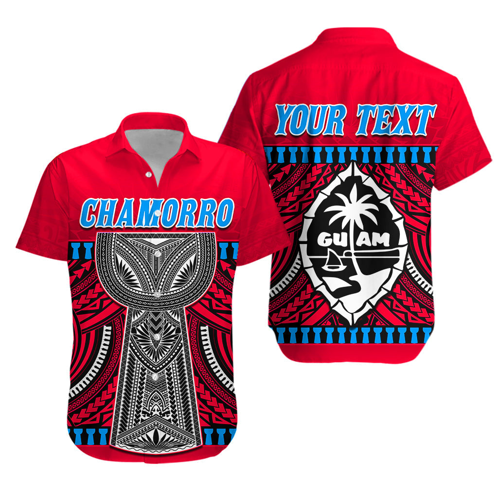 Custom Personalised Guam Chamorro Hawaiian Shirt Latte Stone Red Polynesian Haligi