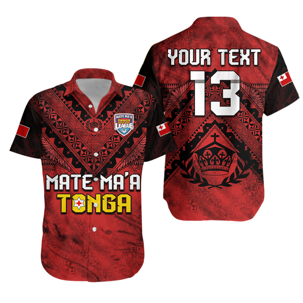 Custom Text and Number Tonga Rugby MMT Hawaiian Shirt Ngatu Mate Maa Tonga Grunge