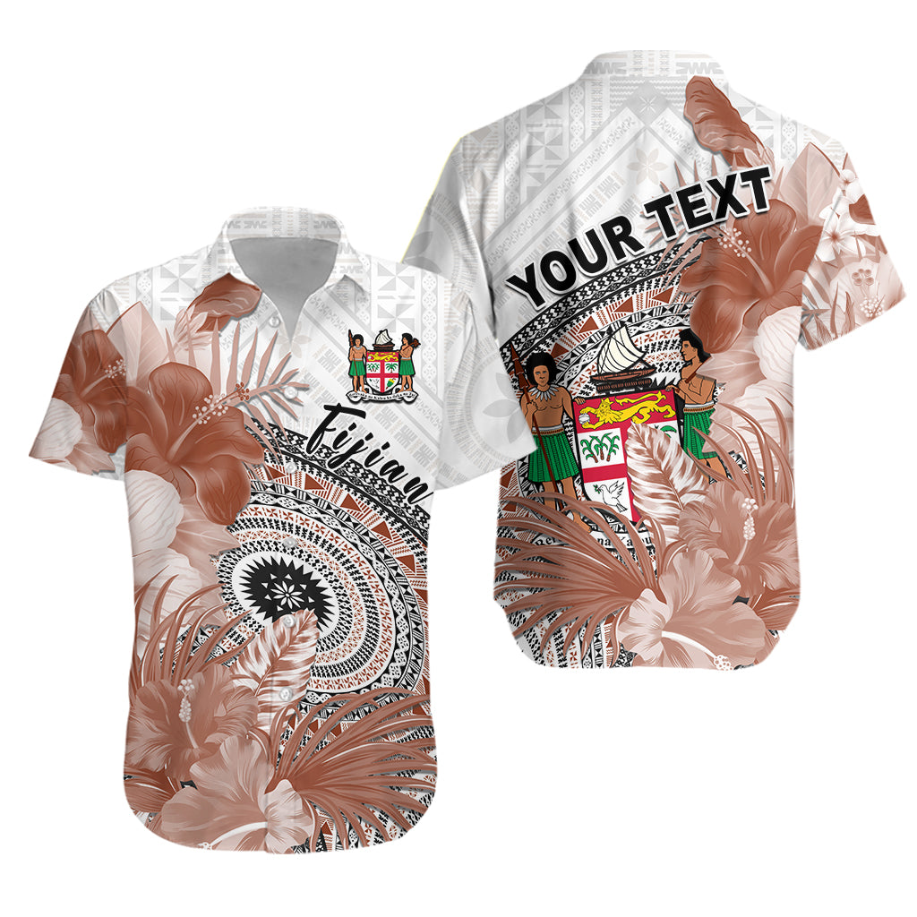 Custom Personalised Fiji Tapa Hawaiian Shirt White Fijian Masi Be Loved Hibiscus