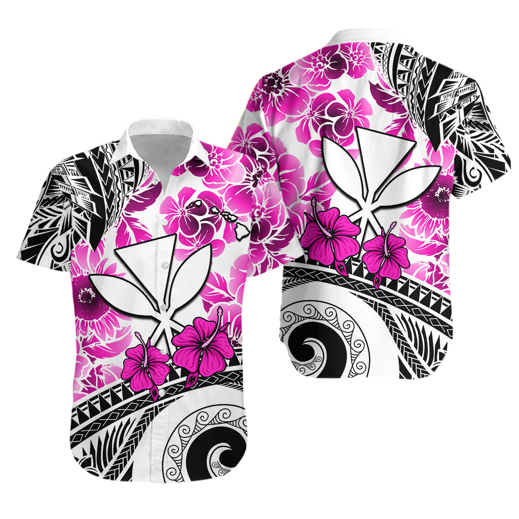 Hawaii Hawaiian Shirt Polynesian and Pink Hibiscus