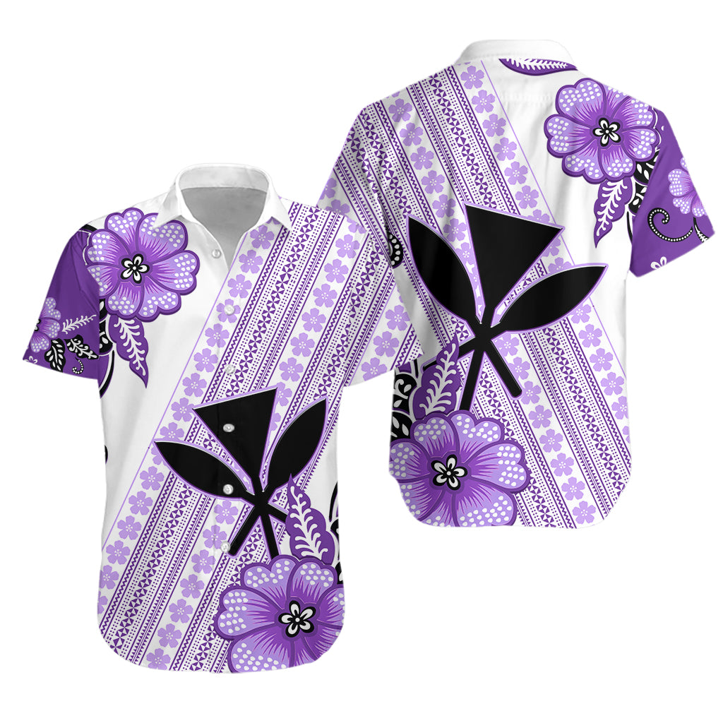 Hawaii Hawaiian Shirt Kakau Tribal Purple Batik Floral Ver.02