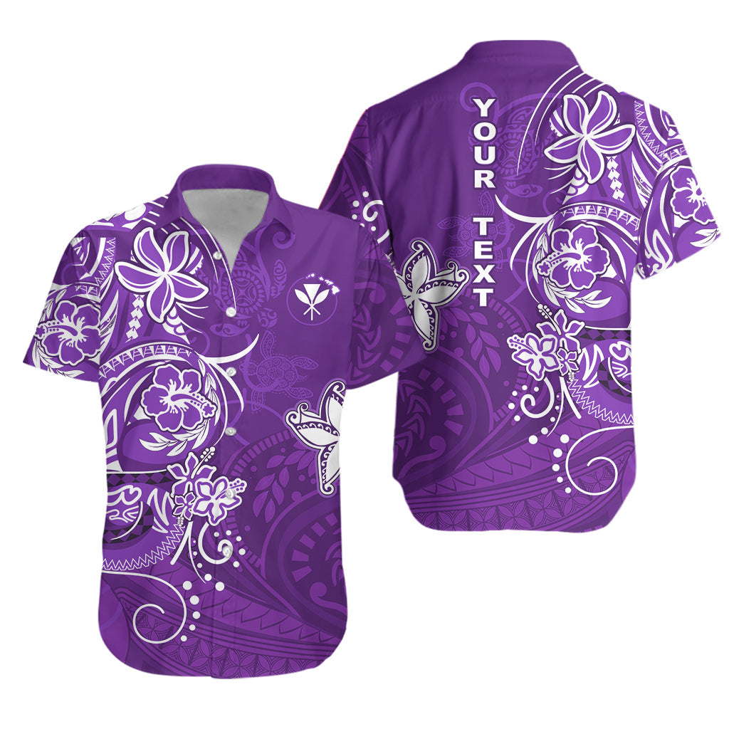 Custom Personalised Hawaii Hawaiian Shirt Polynesia Purple Sea Turtle Honu and Map