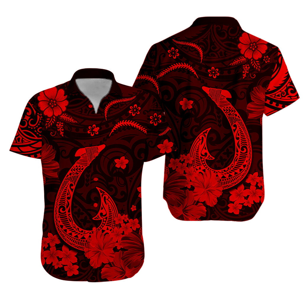 Hawaii Hawaiian Shirt Polynesia Red Fish Hook