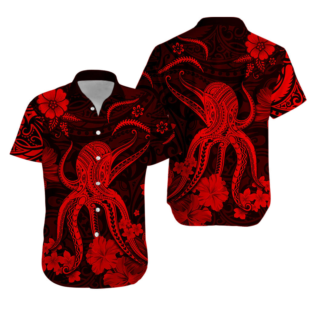 Hawaii Hawaiian Shirt Polynesia Red Octopus
