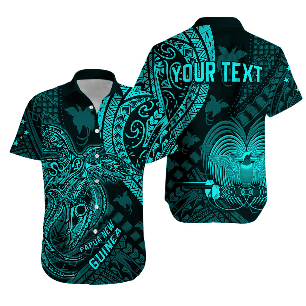 Custom Personalised Papua New Guinea Hawaiian Shirt Raggiana Birds Of Paradise Turquoise