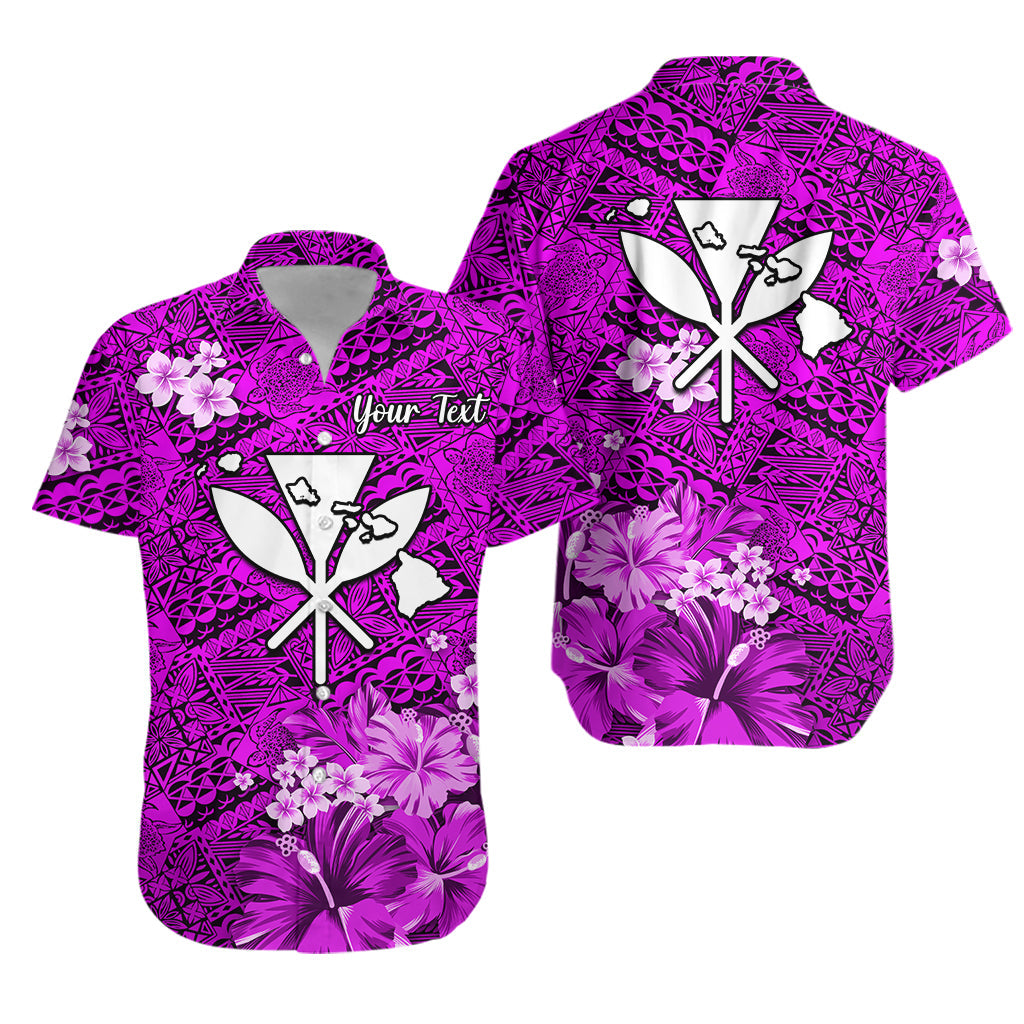 Custom Personalised Hawaii Hawaiian Shirt Map and Turtle Purple Flowers