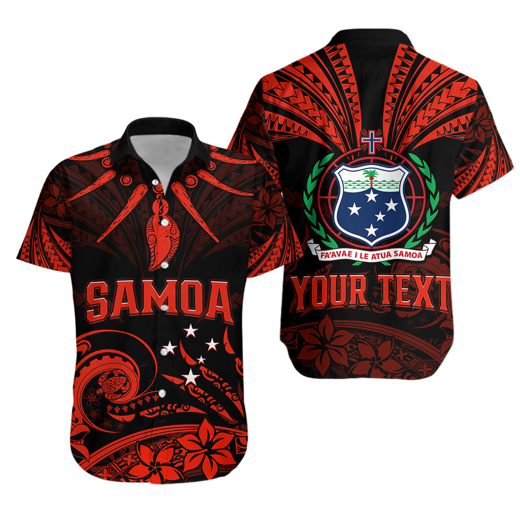 Custom Personalised Samoa Tatau Hawaiian Shirt Red Polynesian Ula Nifo