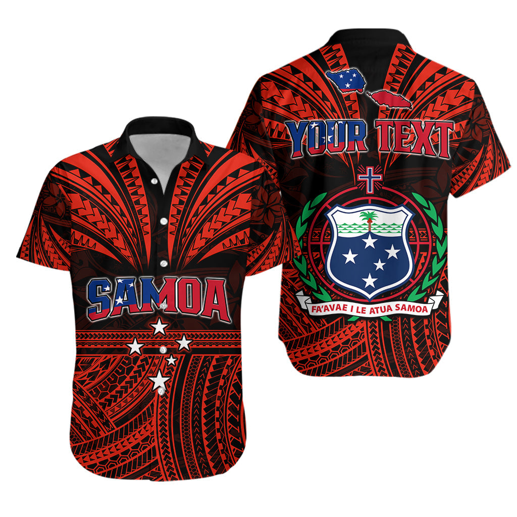 Custom Personalised Samoa Tatau Hawaiian Shirt Red Polynesian Proud Samoan