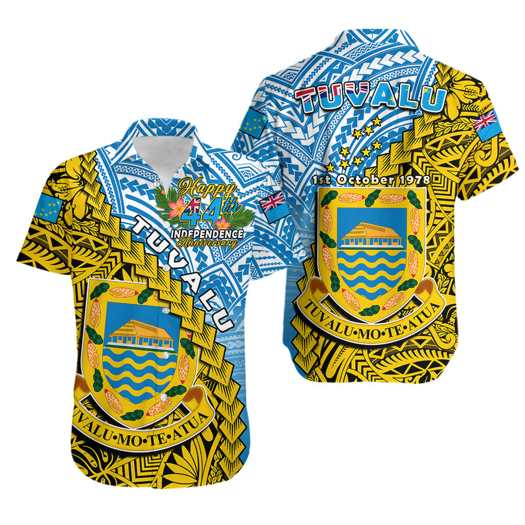 Tuvalu 1978 Hawaiian Shirt Happy 44th Independence Anniversary Polynesian Pattern