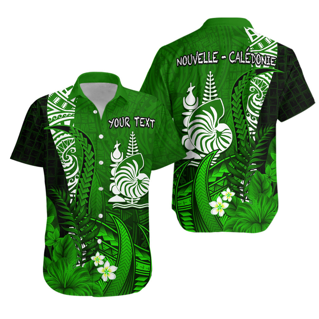 Custom Personalised New Caledonia Hawaiian Shirt Nautilus Green Polynesian Hibiscus