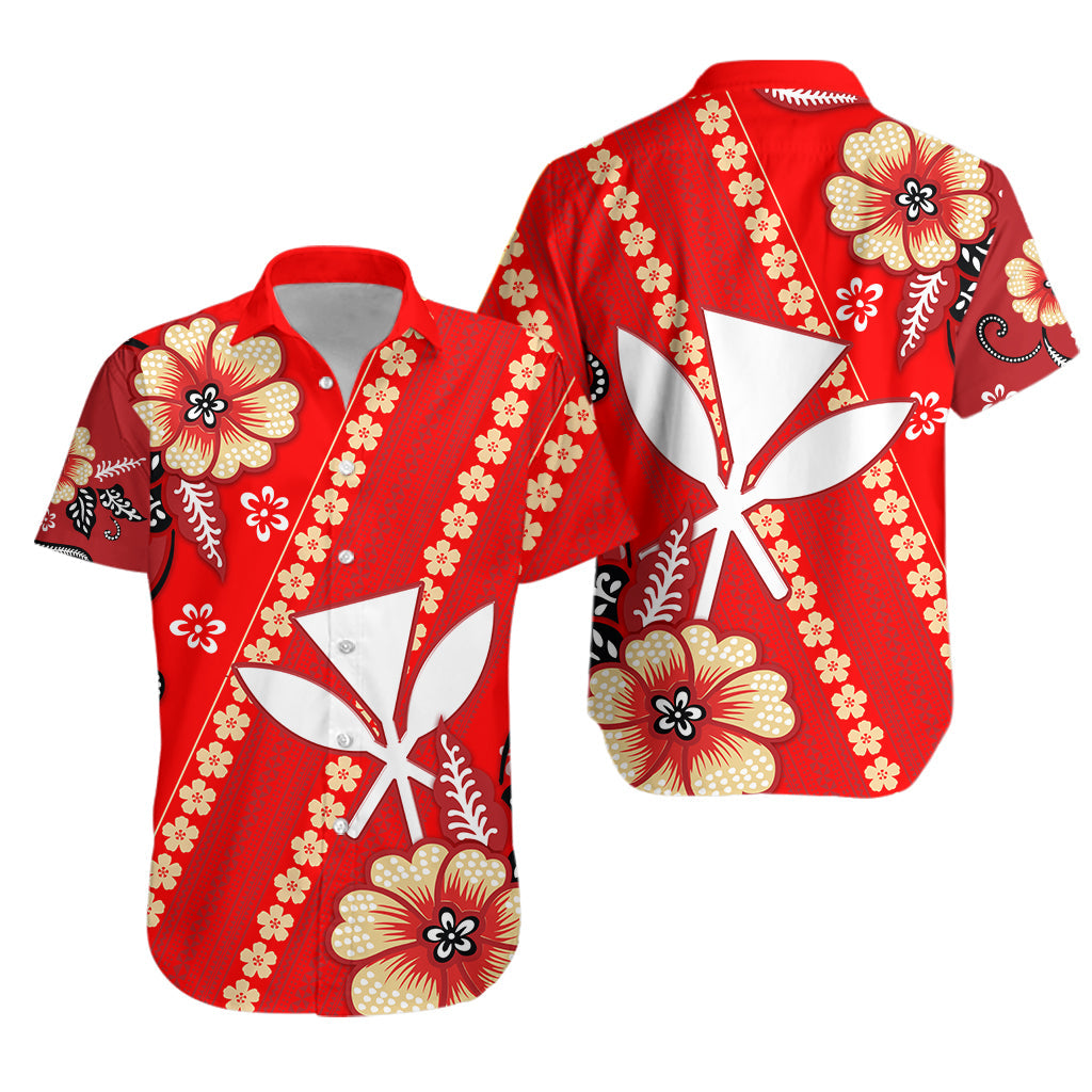 Hawaii Hawaiian Shirt Kakau Tribal Red Batik Floral Ver.01