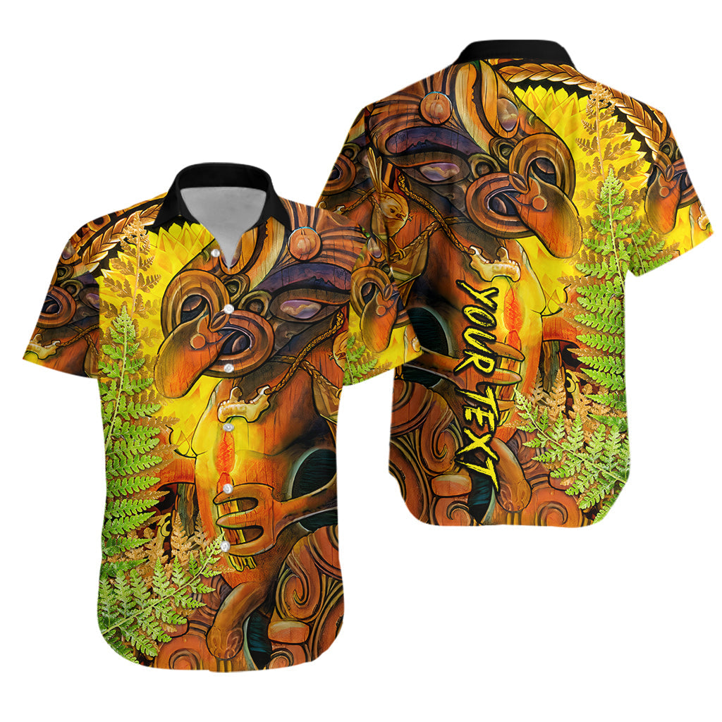 Custom Personalised Hei Tiki Maori Hawaiian Shirt Fern Aotearoa Ta Moko Sun